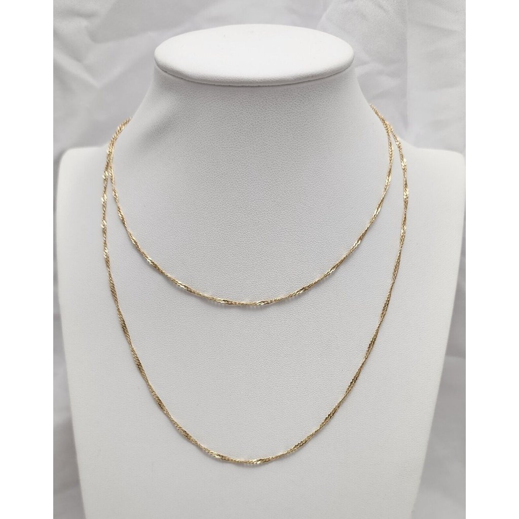 Unique 14k Solid Yellow Gold Designer Spiral Flat Link Chain Necklace 3125 L